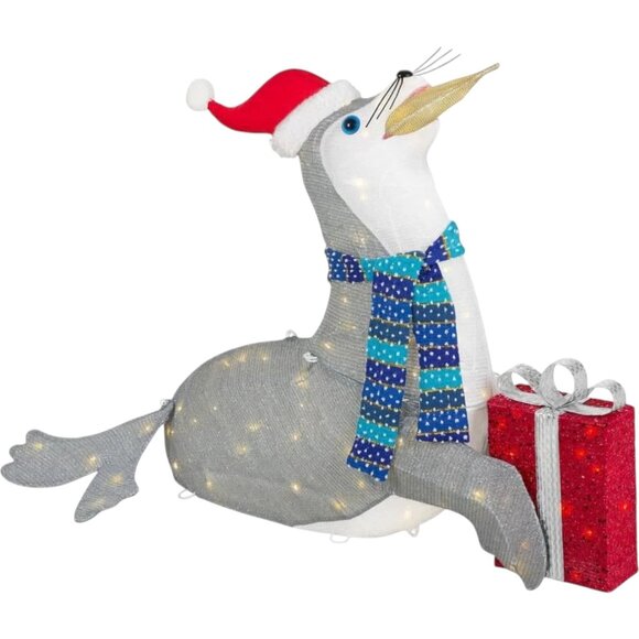 3.5 Ft LED Sea Lion Tinsel Christmas Yard Decor Coastal Beach Tropical Holiday